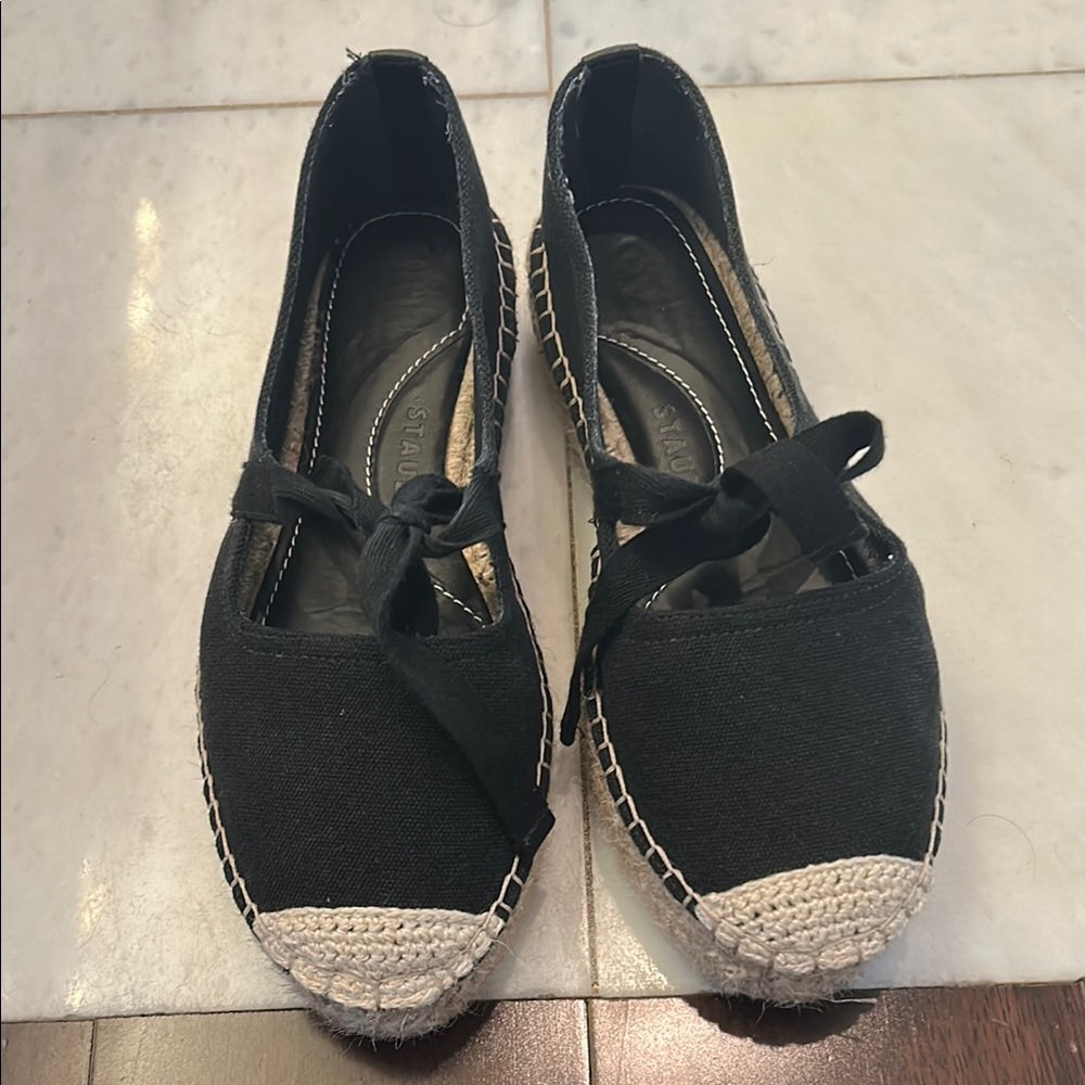STAUD Black and Cream Espadrilles
